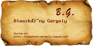 Bleszkány Gergely névjegykártya